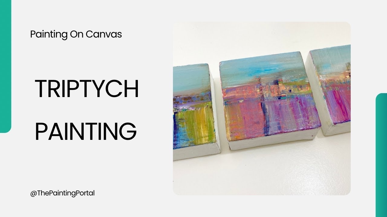 Triptych Painting Working on Three Small Canvases Together Painting an Landscape Abstract Painting