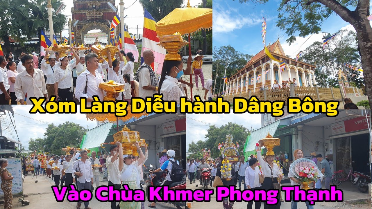 Xóm Làng Diệu Hành Dâng Bông Vào Chùa Khmer Phong Thạnh Cực Vui ngày  9 / 11 / 2024 #cầukè84vlog
