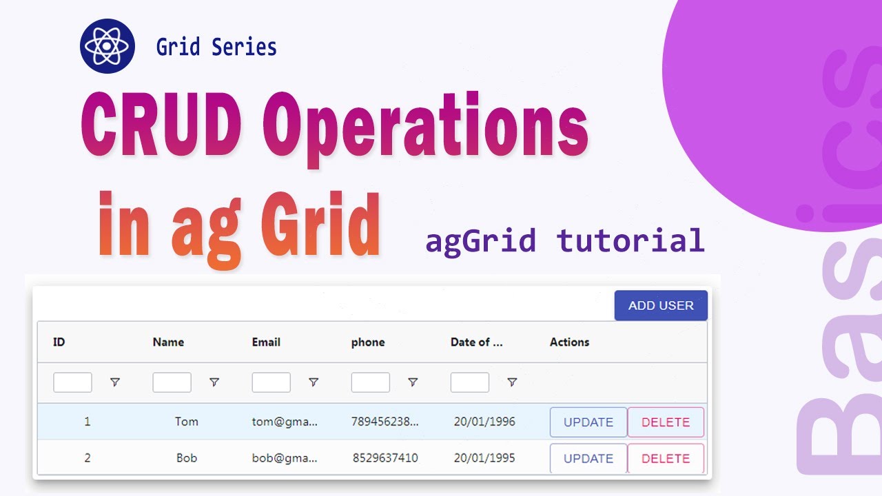 React Ag-Grid Tutorial: CRUD Operations with Popup Modal with JSON-Server | Codenemy Tutorial
