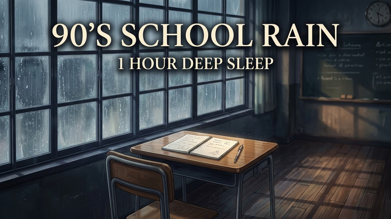 90s School Romance Aesthetic Rain 🌧️ Vintage Classroom Rain Sounds 1 Hour for Deep Sleep & Focus