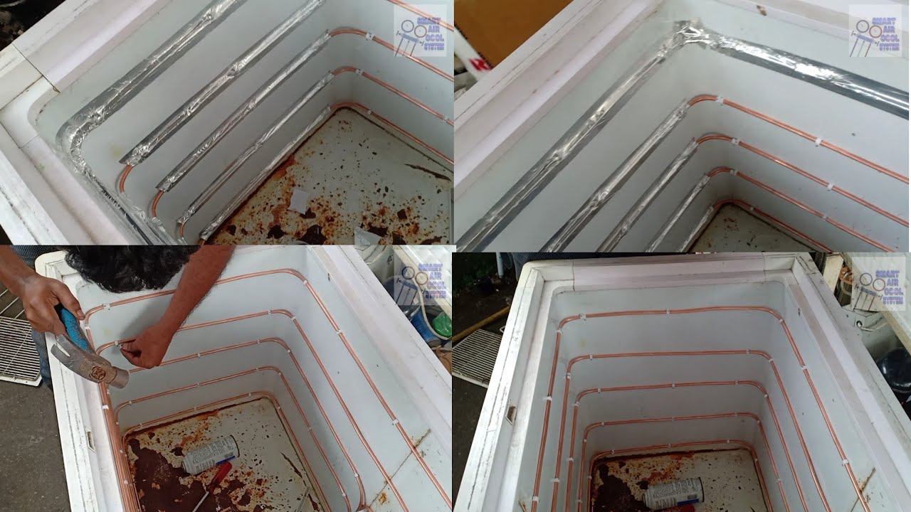 deep freezer internal leakage repair  // freezer external cooling coin fitting