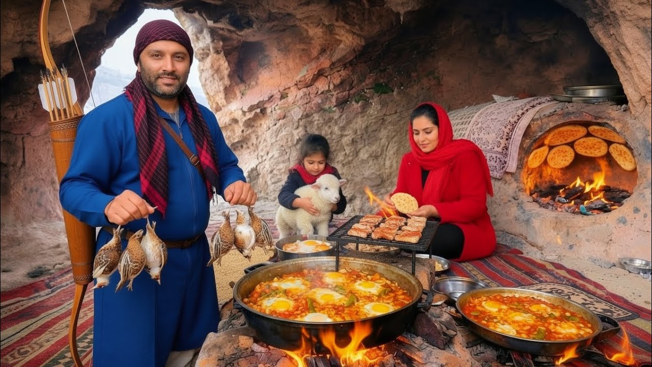 24 Hours in a Mountain Cave with My Daughter | Desert Survival & Traditional Cooking