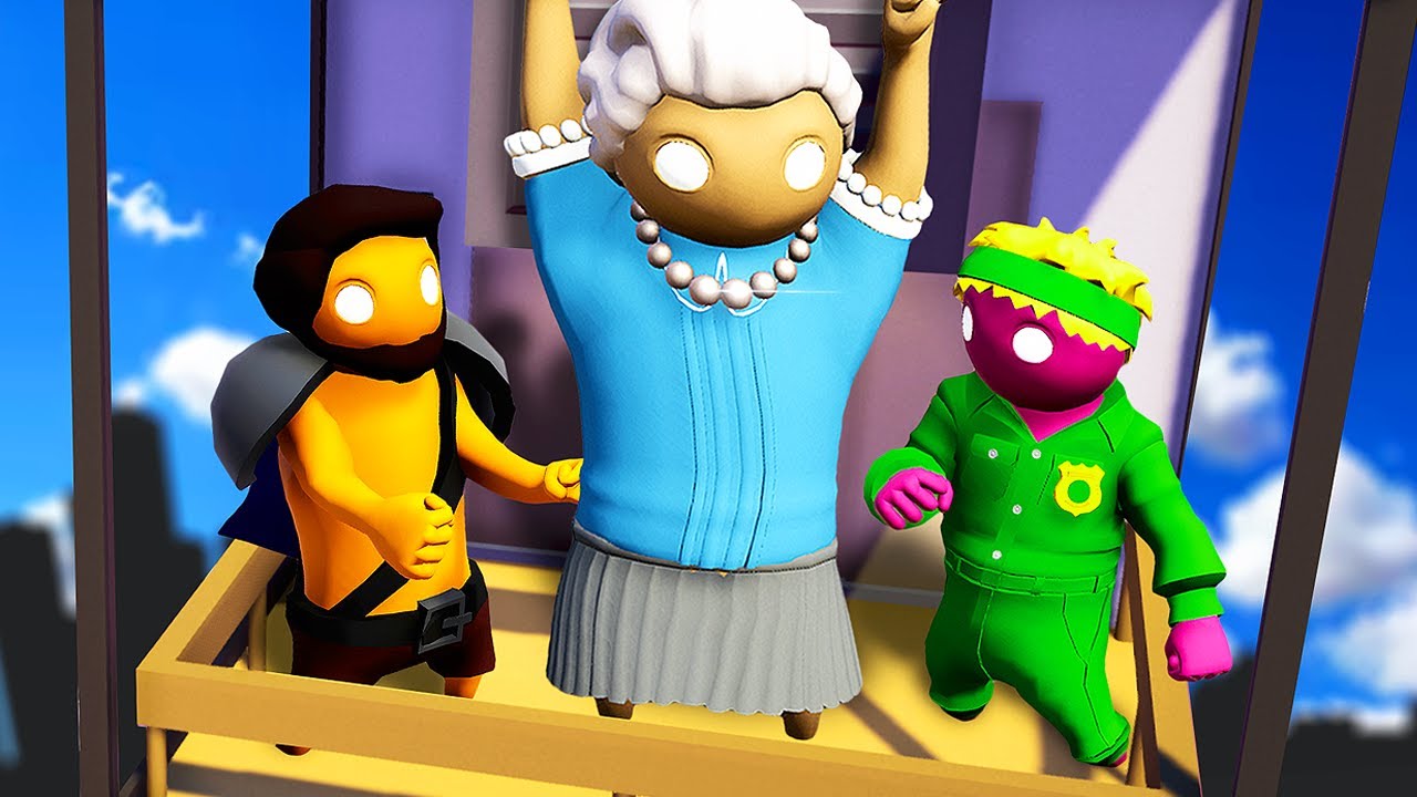 Saving Granny from Broken Elevator - Gang Beasts (Funny Moments)