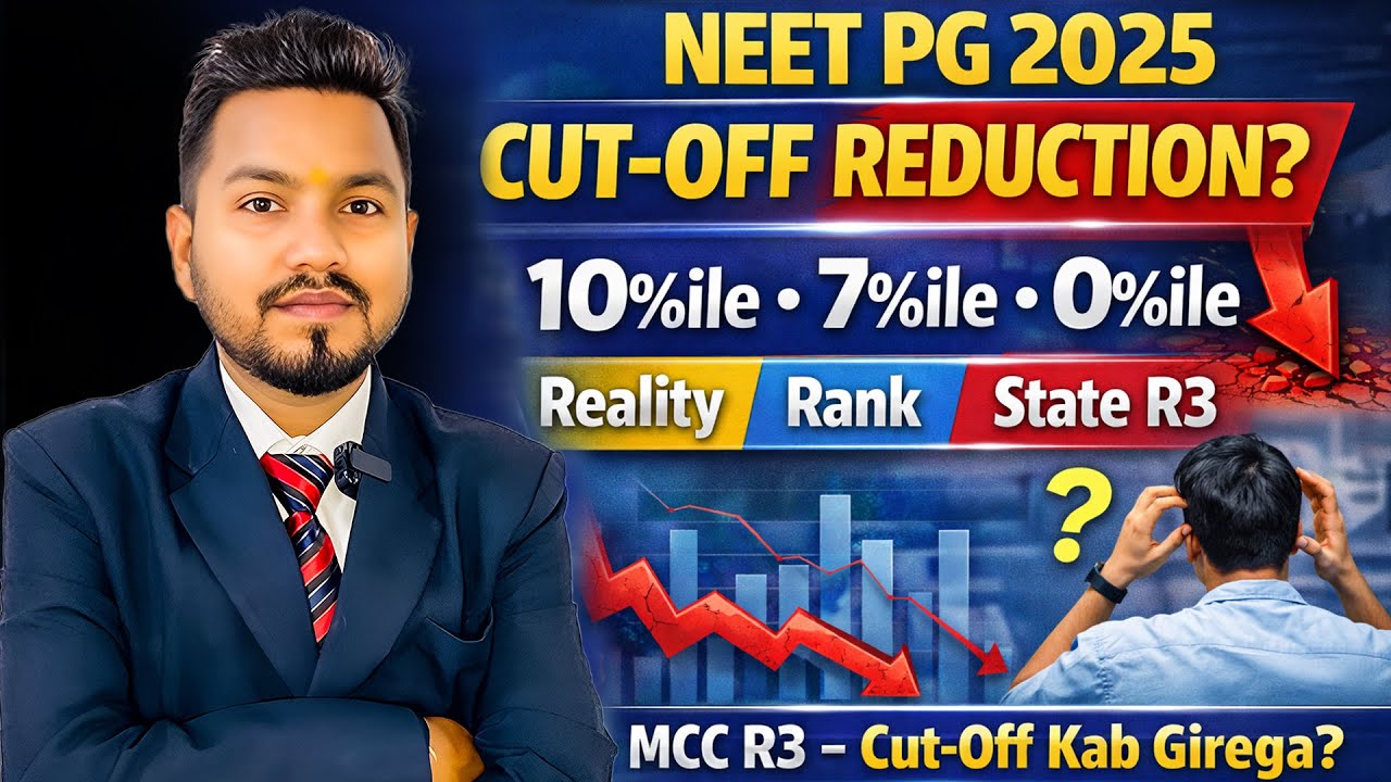 NEET PG 2025 Cut Off Reduction? 10%ile • 7%ile • 0%ile – Reality, Rank, State R3 & MCC R3 Kab?