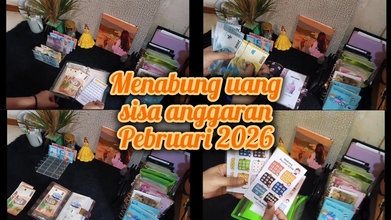Nabung uang sisa anggaran bulan Pebruari II membagi ke  dlm beberapa saving challenge II@RikanaReka 