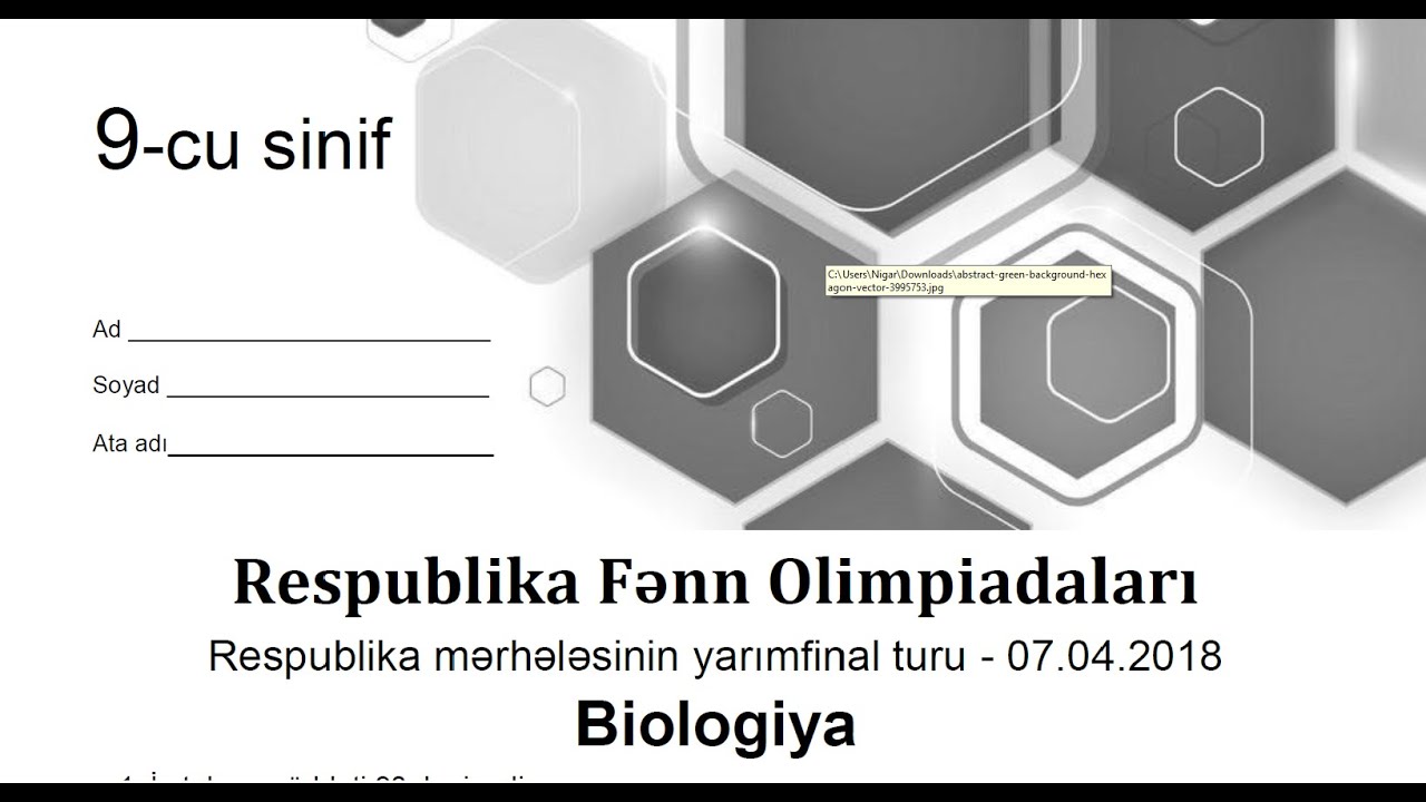 RFO BİOLOGİYA 2018 yarımfinal sualları izahı ilə