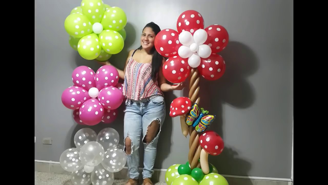 Flor con globos paso a paso/ flowers balloons flores aereas