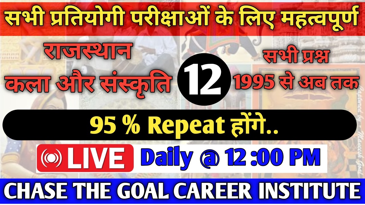 Rajasthan Art & Culture 30 years PYQs I 1995 से 2025 तक पूछे गए महत्वपूर्ण  प्रश्न I Imp Questions I