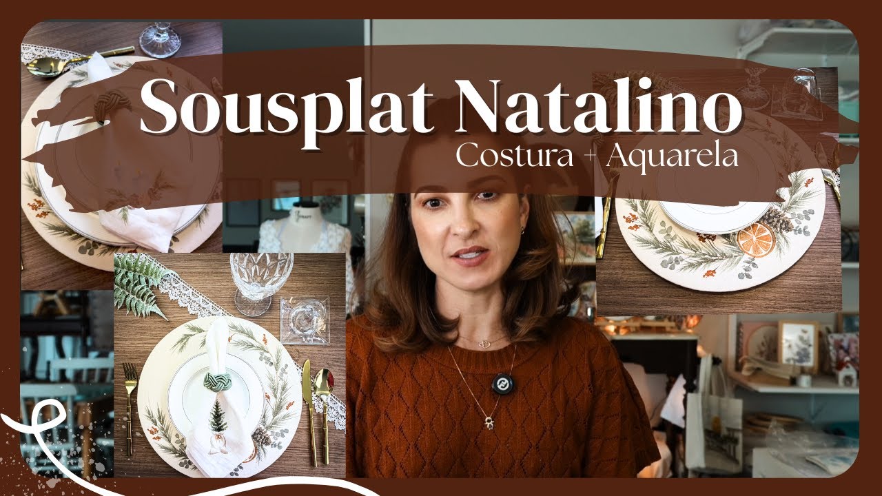 Sousplat Natalino Elegante | Aquarela em Tecido e Costura Fácil