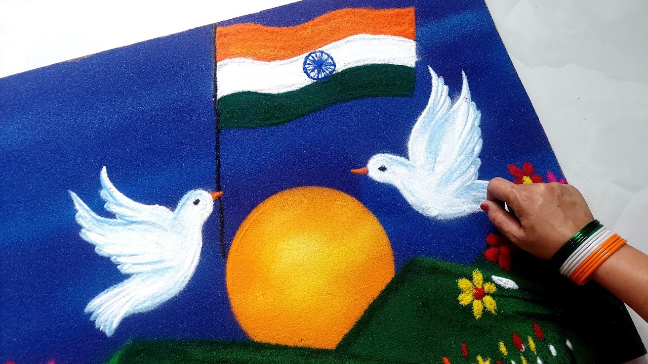 Independence Day Rangoli Designs | 15 August Rangoli | Tiranga Poster Rangoli | Rangoli Competition