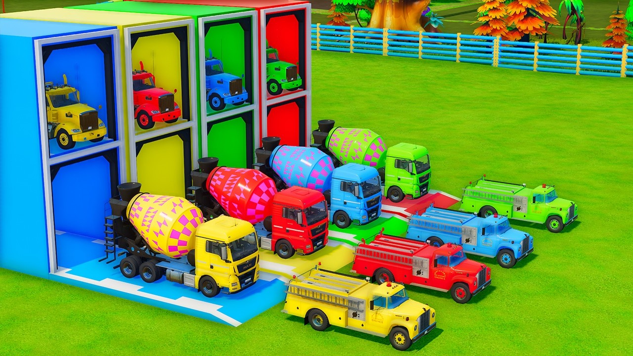Garage with Colors - ALL MIXER TRUCK WITH DOUBLE FLATBED TRAILER TRUCK, TATRA, VOLVO, MAN, URAL