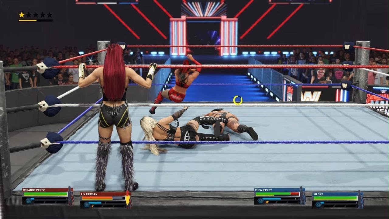 WWE 2K25 WWE Women's Tag Team Champion match: Rhea Ripley & IYO SKY vs Liv Morgan & Roxanne Perez
