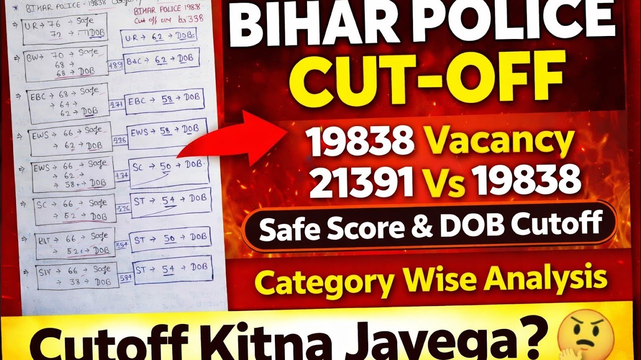 Bihar Police 19838 New Cutoff Analysis 🔥 | 19838 vs 21391 Seat Comparison | Safe Score & DOB Cutoff