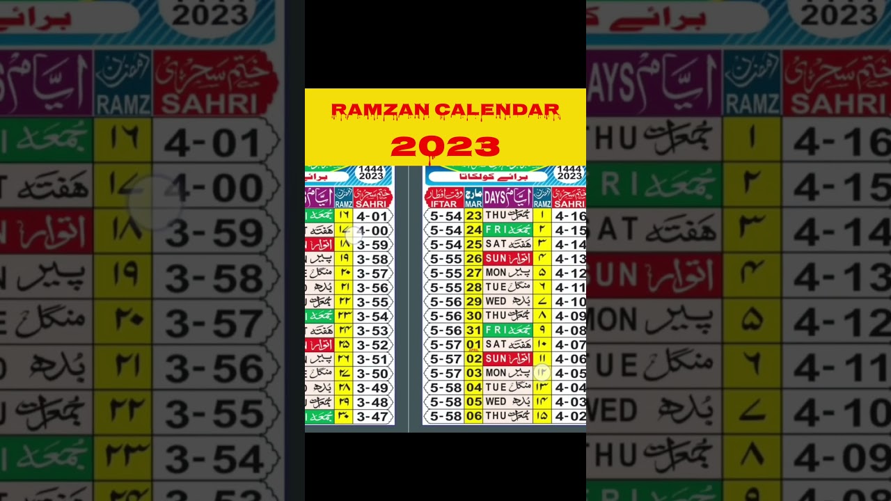 Ramzan Calendar 2023 &hearts;️ Sehri Iftar Time Table 2023 #shorts #ramzan