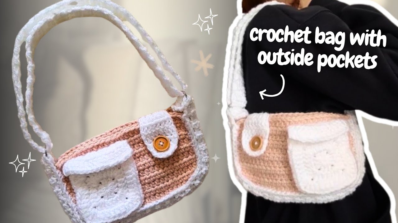 Crochet Bag with Outside Pockets | Beginner Friendly Tutorial