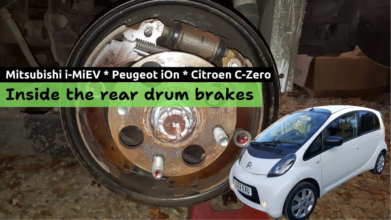 Inside the rear brake drums on a Peugeot iOn, Citroen C-Zero or Mitsubishi i-MiEV