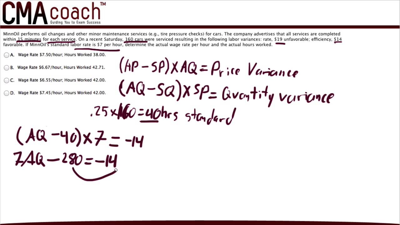 CMA Exam Part 1 - Input Price & Quantity Variances