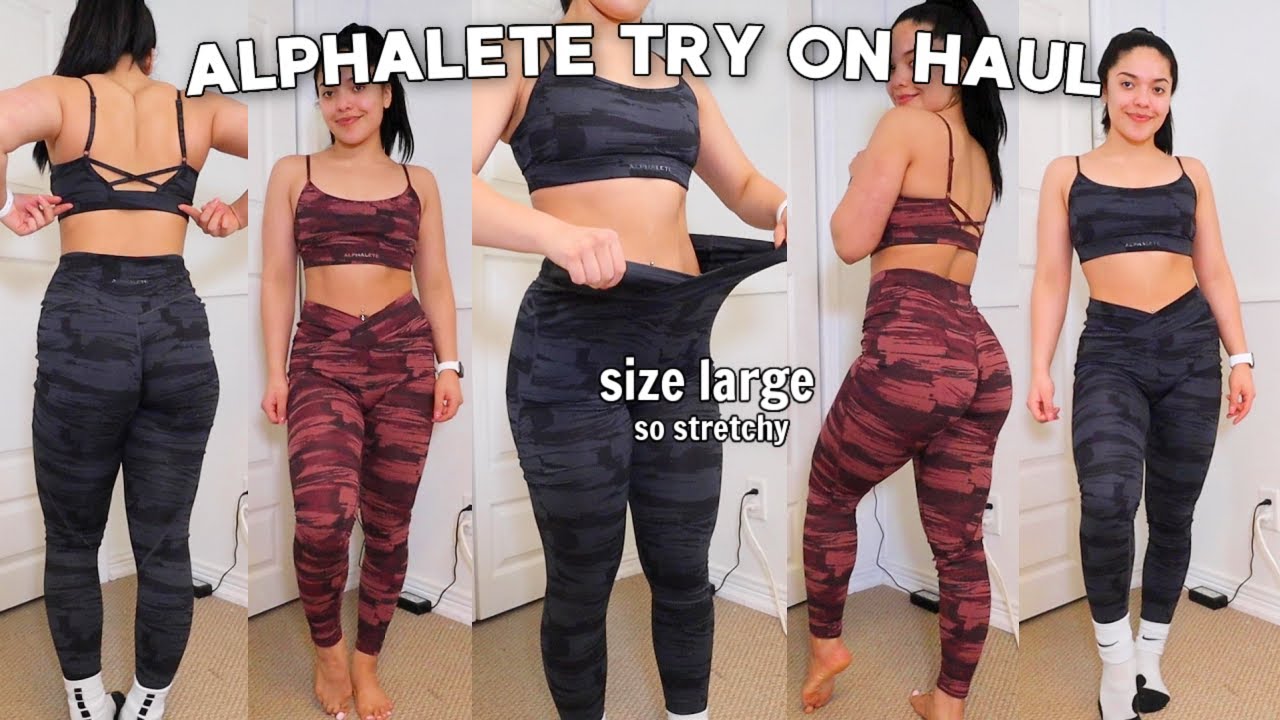 Alphalete Try On Haul! Surface Power Leggings *Size Large* + The Best Sports Bra Ever