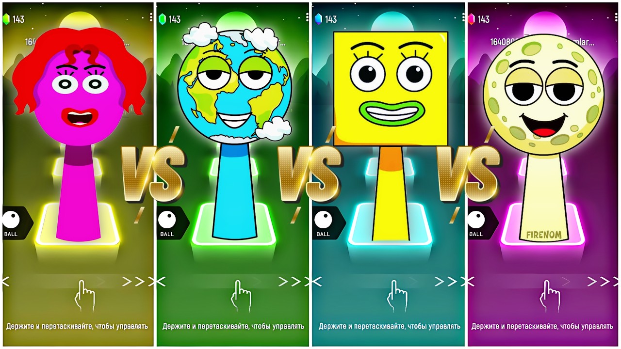 SPRUNKI OC  OVY OVAL VS THE EARTH VS SALLY SQUARE VS THE MOON COFFIN DANCE SONG COVER IN TILES HOP