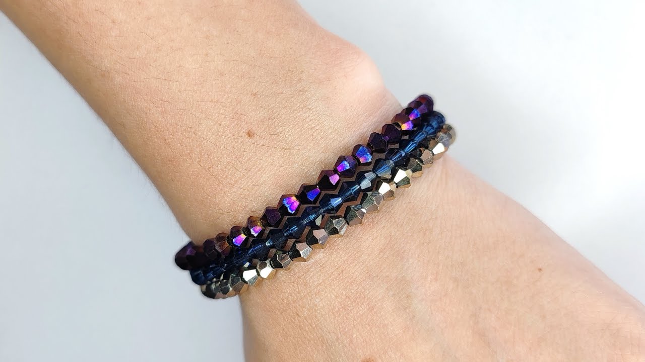 Pulsera alambre con memoria y cristales de rombos