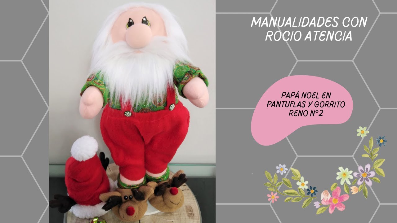 Papá Noel con pantuflas y gorrito reno N°2