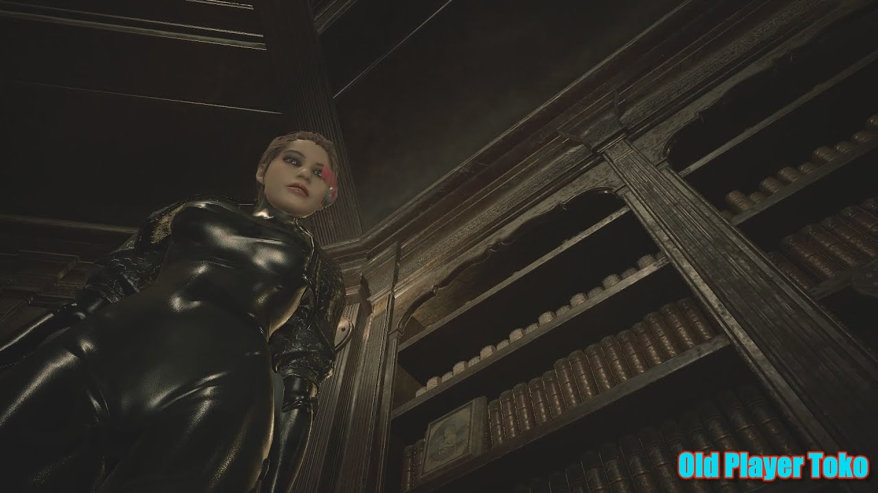 Resident Evil 2-Claire batlle si-fi suit black latex-Passage almost without weapons)-Found a new gun