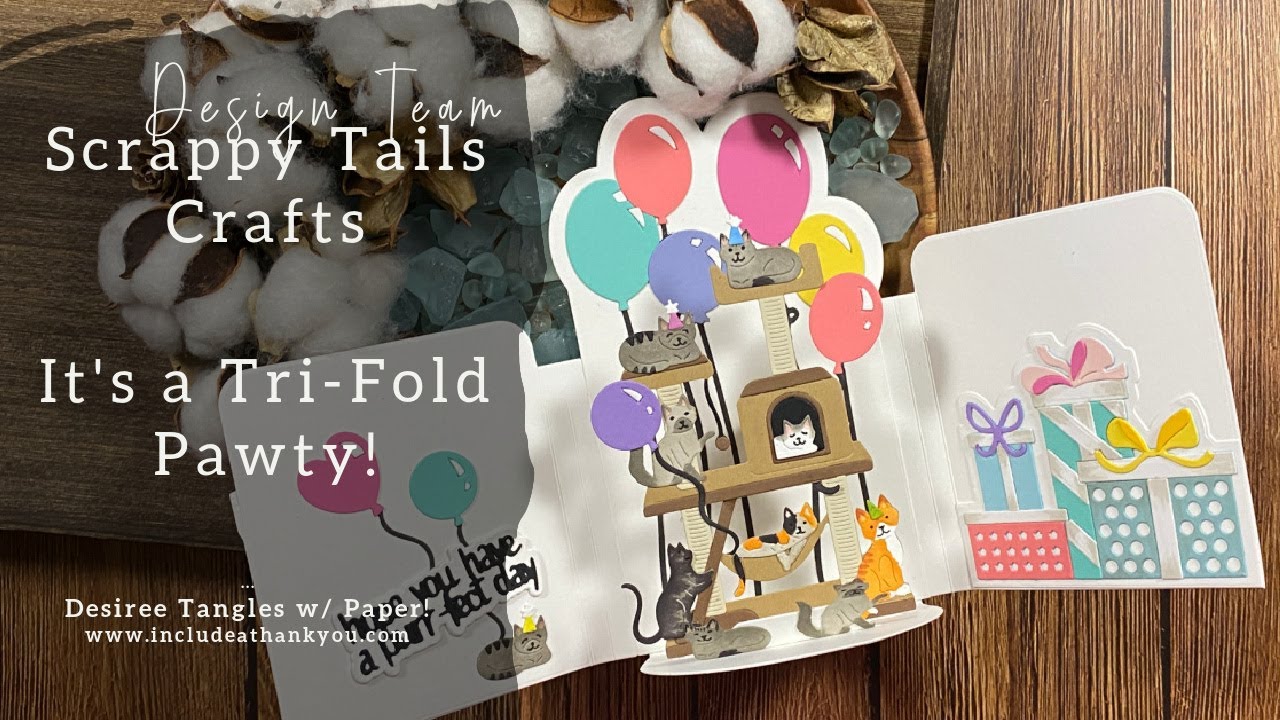 Scrappy Tails Crafts - Tri-Fold Pop Up Card - Time to Pawty!