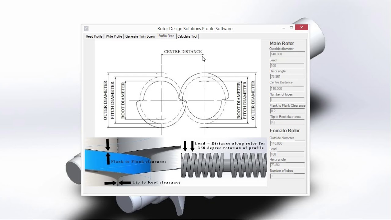 generate profile and tools for vacuum screw