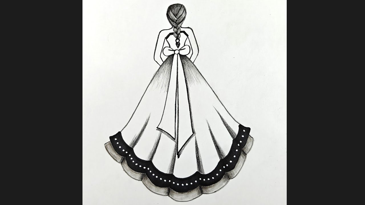 Frock drawing beautiful | Drawing for beginners | Dress drawing on a girl | Girl drawing 
