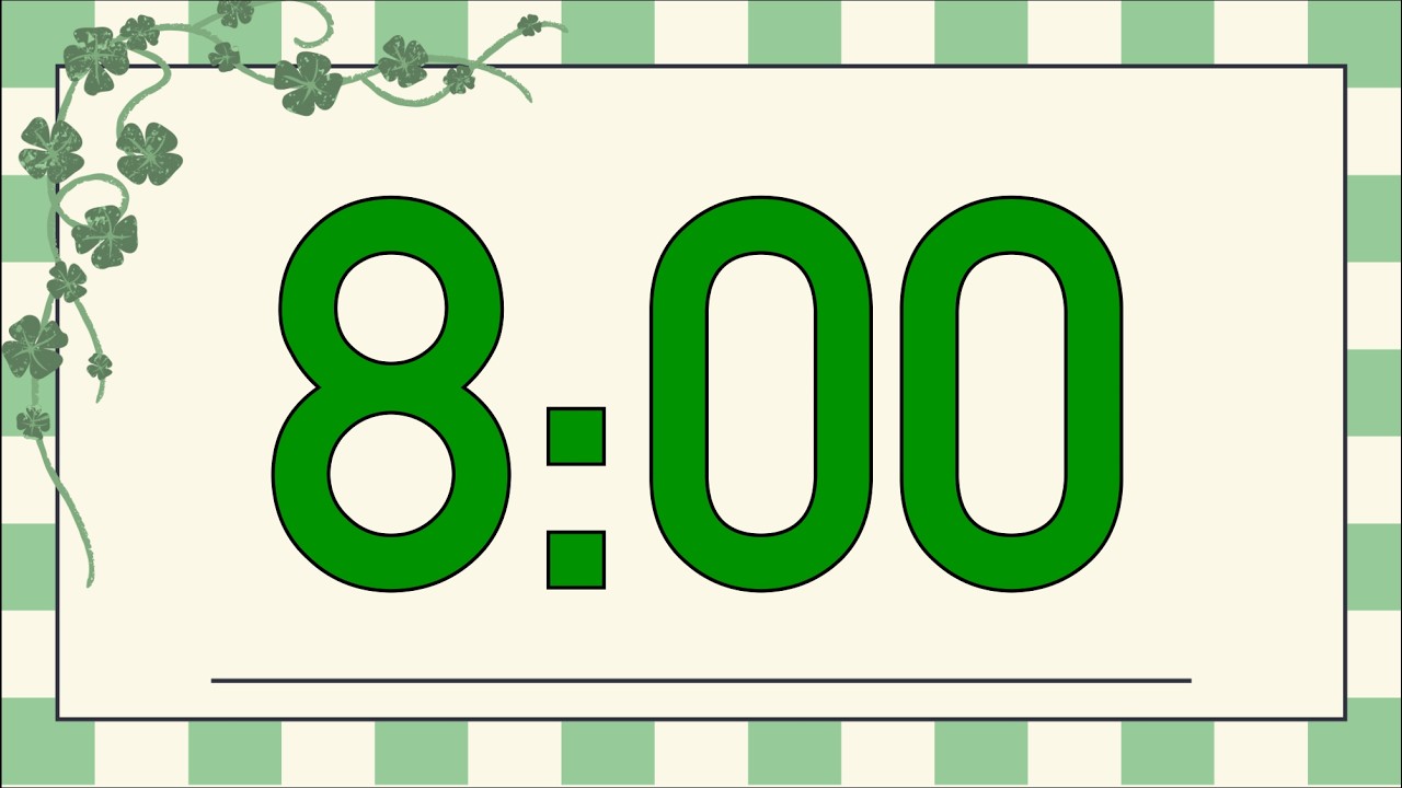 8 Minute Calm Saint Patrick’s Day Countdown Timer (Fun Chimes Alarm at End, No Music)