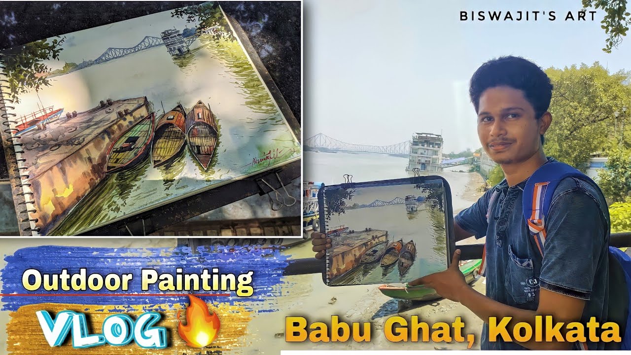 Plein Air Painting at Babughat Kolkata / watercolour painting / outdoor painting / watercolor artist