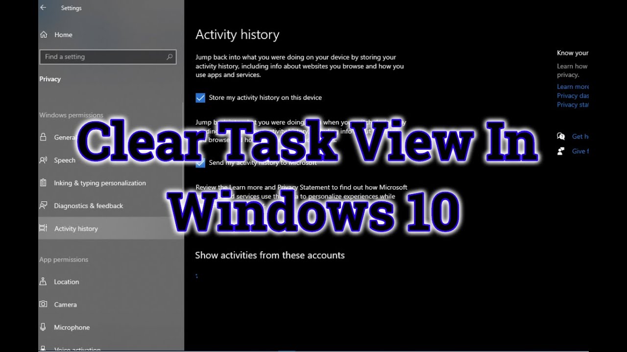 Clear Task View History | Completely Disable TaskView | Windows 10 | 2020 | Windows Activity History
