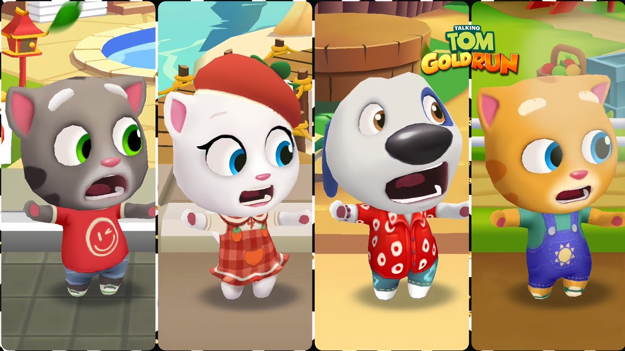Talking Tom Gold Run Talking Tom Vs Persimmon Angela Vs Hawaiian Hank Vs Talking Ginger Gameplay 