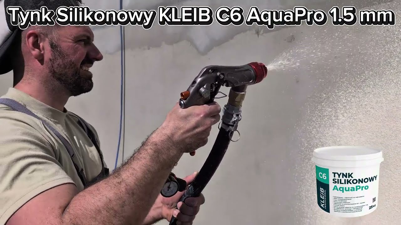 Test natrysku kleju pod siatkę i tynku elewacyjnego KLEIB oraz MP75 Lekki KNAUF - Agregat Ultra-Tex