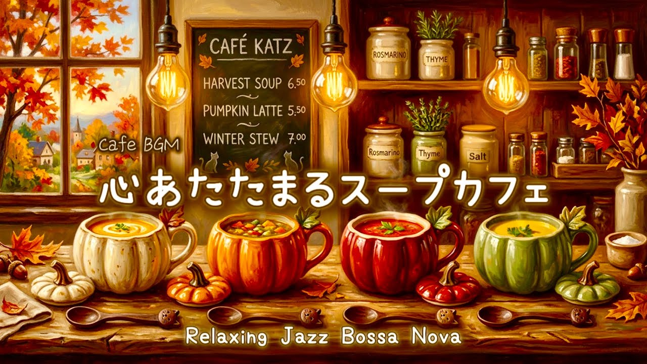 心あたたまるスープカフェ｜秋から冬の癒しジャズ＆ボサノバBGM【作業・読書・リラックス】