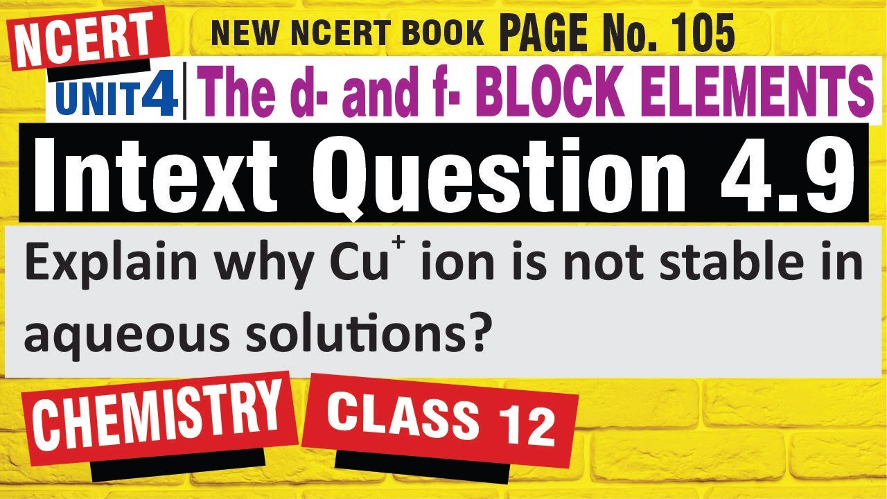 intext 4.9 chemistry class 12 | the d and f Block Elements Intext Question 4.9 Solved | intext 4.9