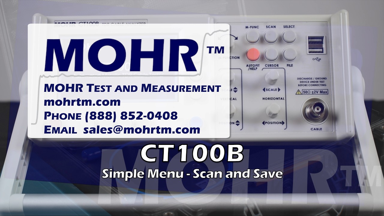 Simplified Menu - Scan and Save with the MOHR CT100B series TDR