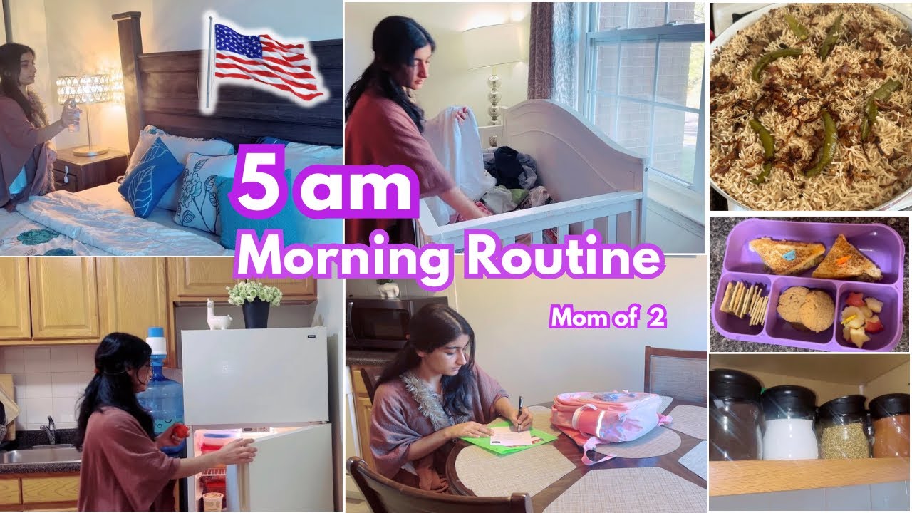 5am to 2pm MORNING Routine of Homemaker in America| How Pakistani MOM starts Stress-free 5am MORNING