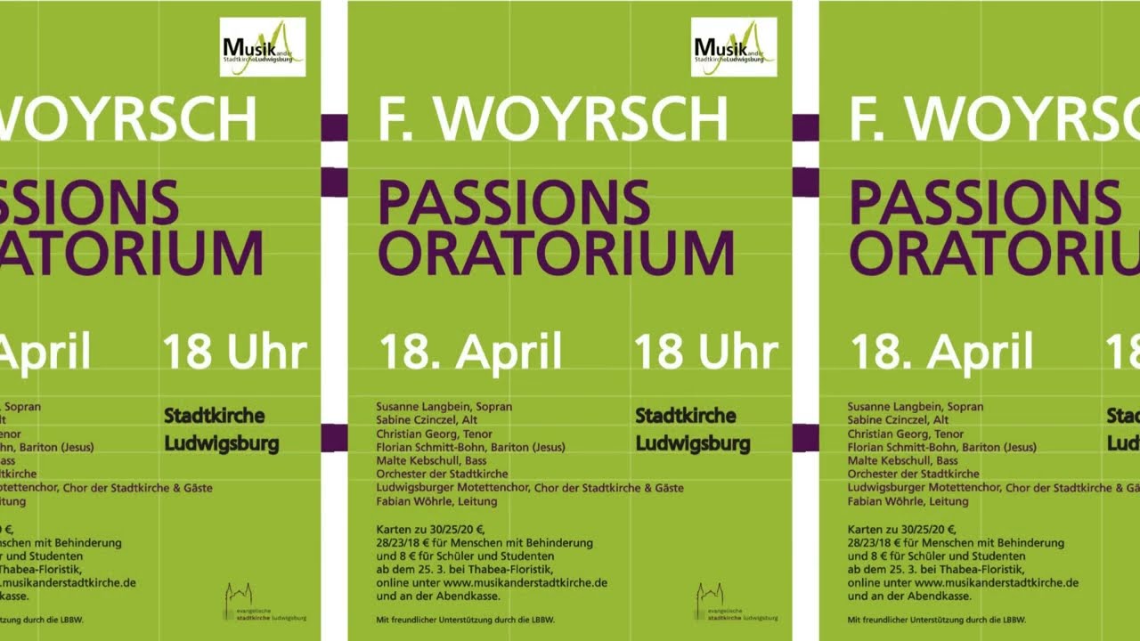 Probe f&uuml;r das Passionsoratorium von F.Woyrsch in der Ludwigsburger Stadtkirche