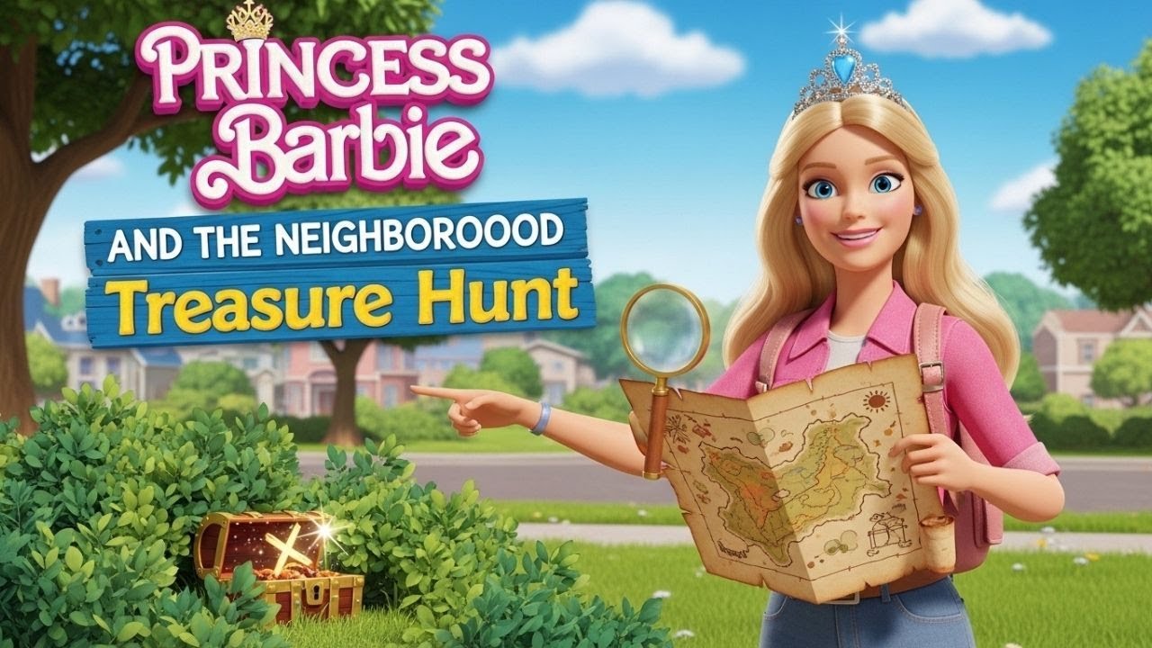 Princess Barbie and the Neighborhood Treasure Hunt - Barbie Stories For Kids #barbiestory