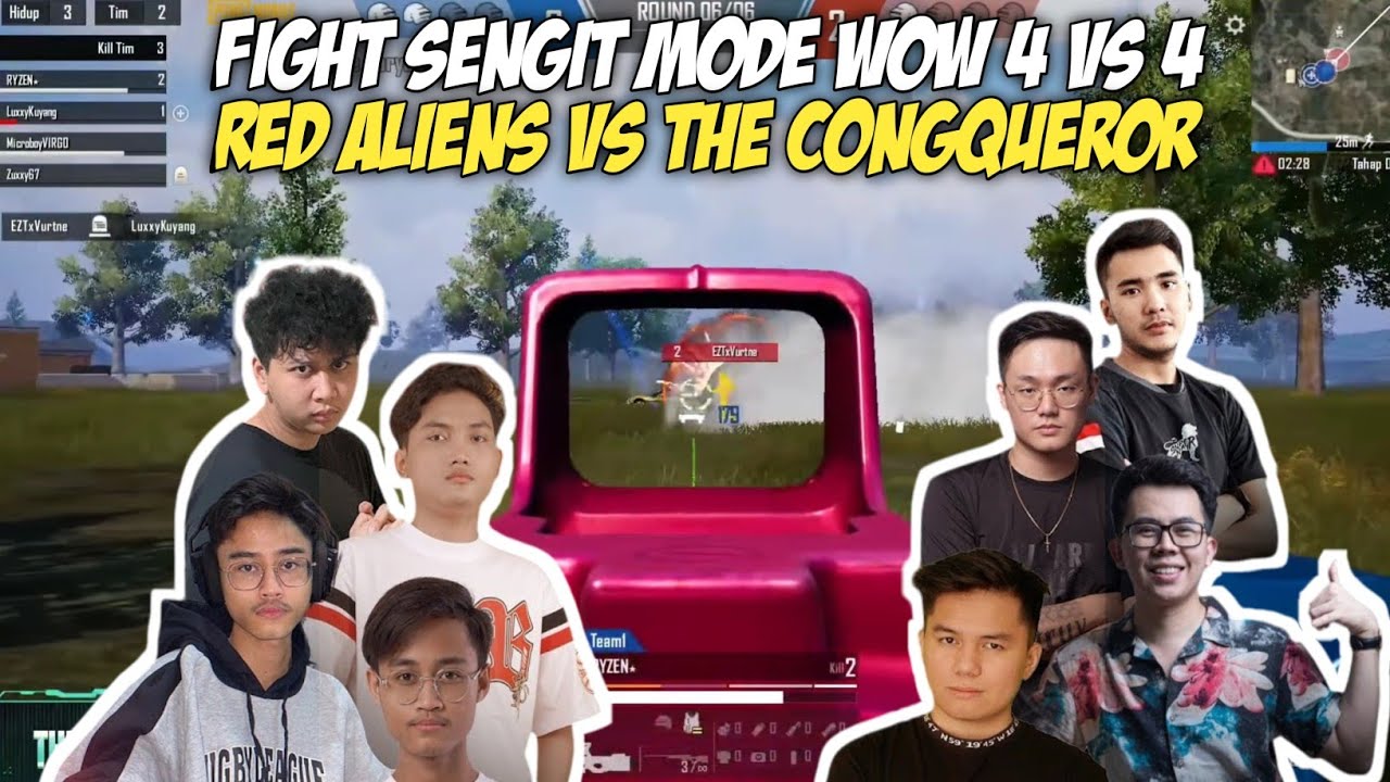 RED ALIENS VS THE CONQUEROR 4v4 MODE WOW | FIGHT SUEPR SENGIT | MATCH 3