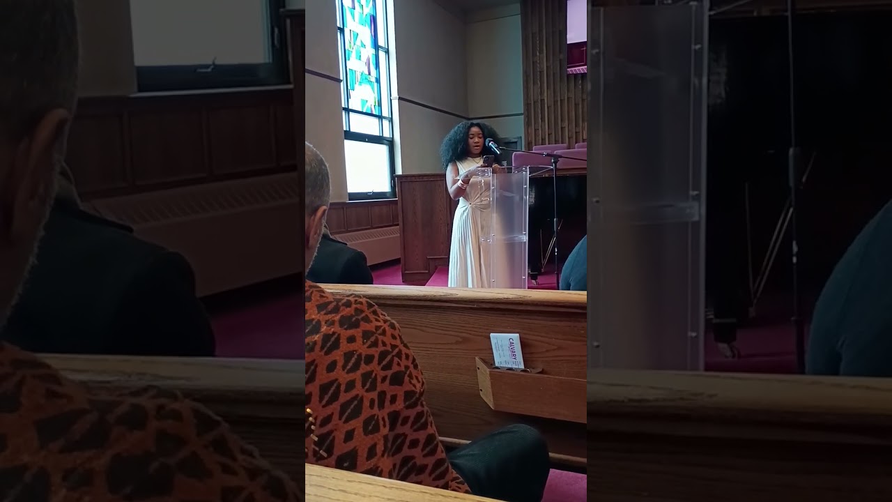 Rianna Facey speaks at Calvary Baptist Church.