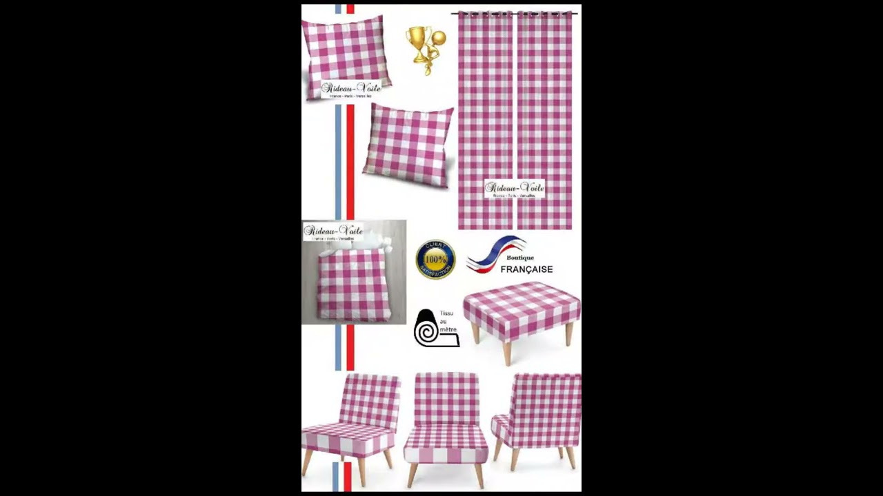 Rideauvoile tissu carreaux vichy m&egrave;tre rideau ameublement interior home gingham buffalo check fabric