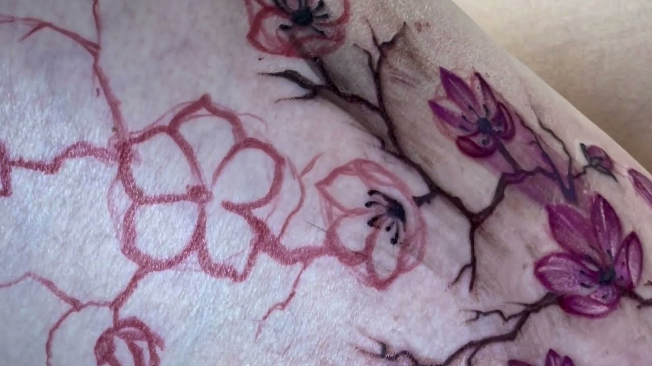 Sakura tattoo | Freehand | Time lapse