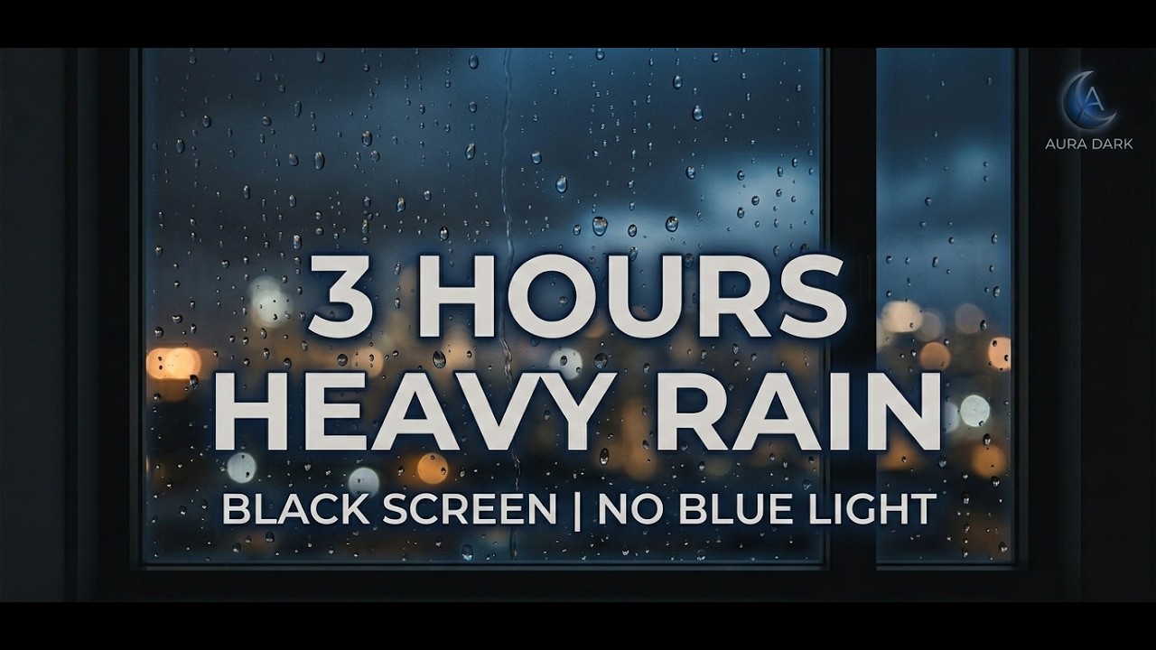3 Hours Heavy Rain Sounds for Sleeping | Black Screen | No Blue Light