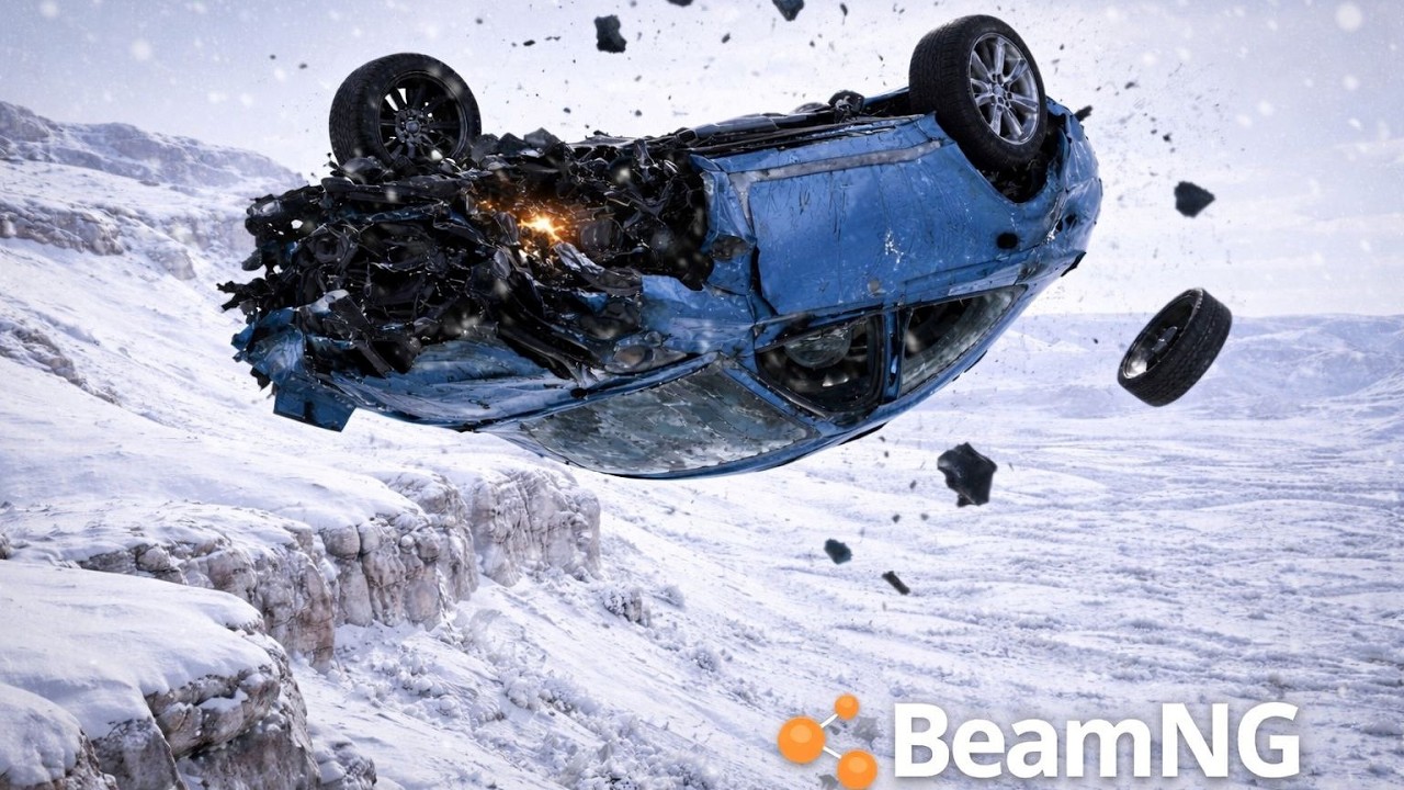 Car accidents resulting from loss of control on snowy roads #3 - BeamNG Drive Crashes