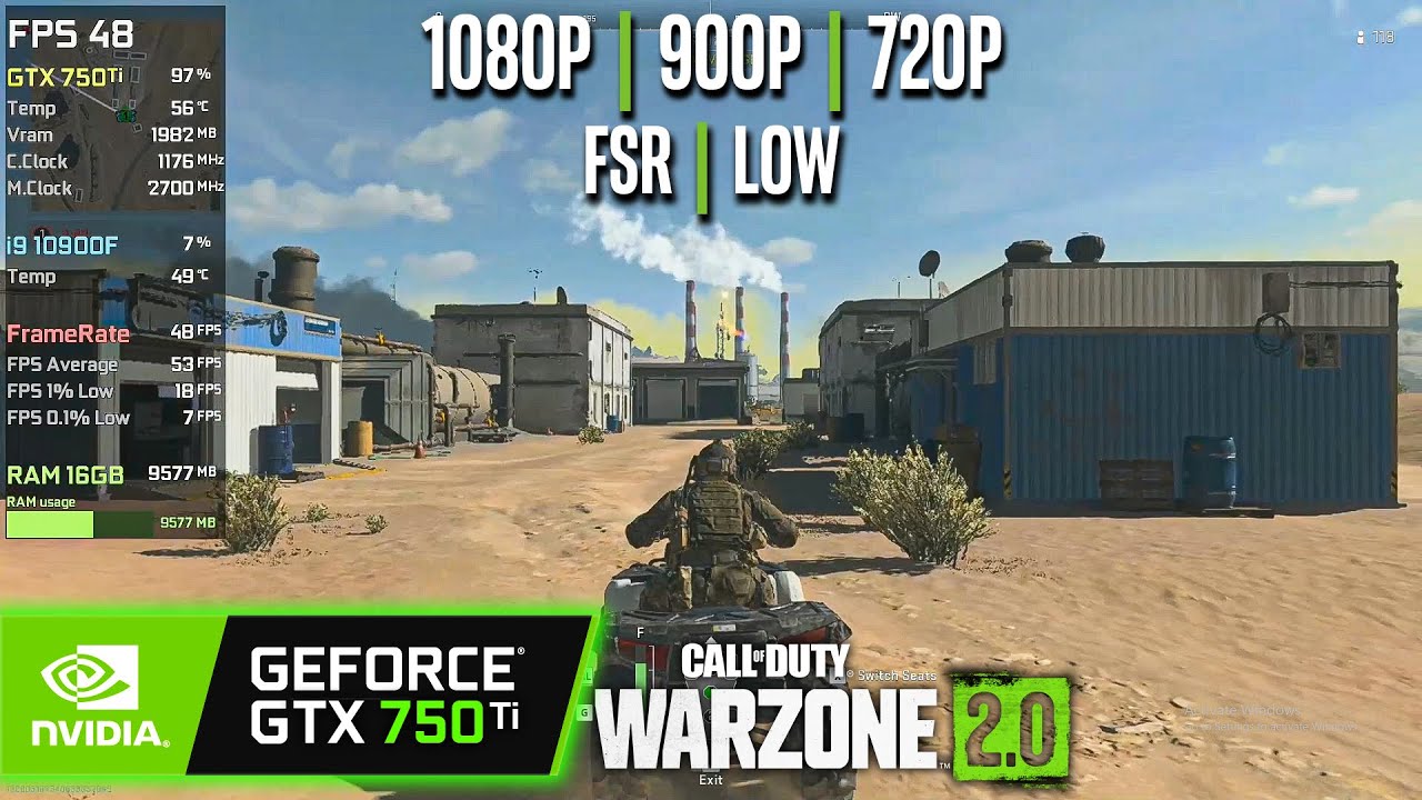 GTX 750 Ti | COD Warzone 2.0 - 1080p, 900p, 720p, FSR