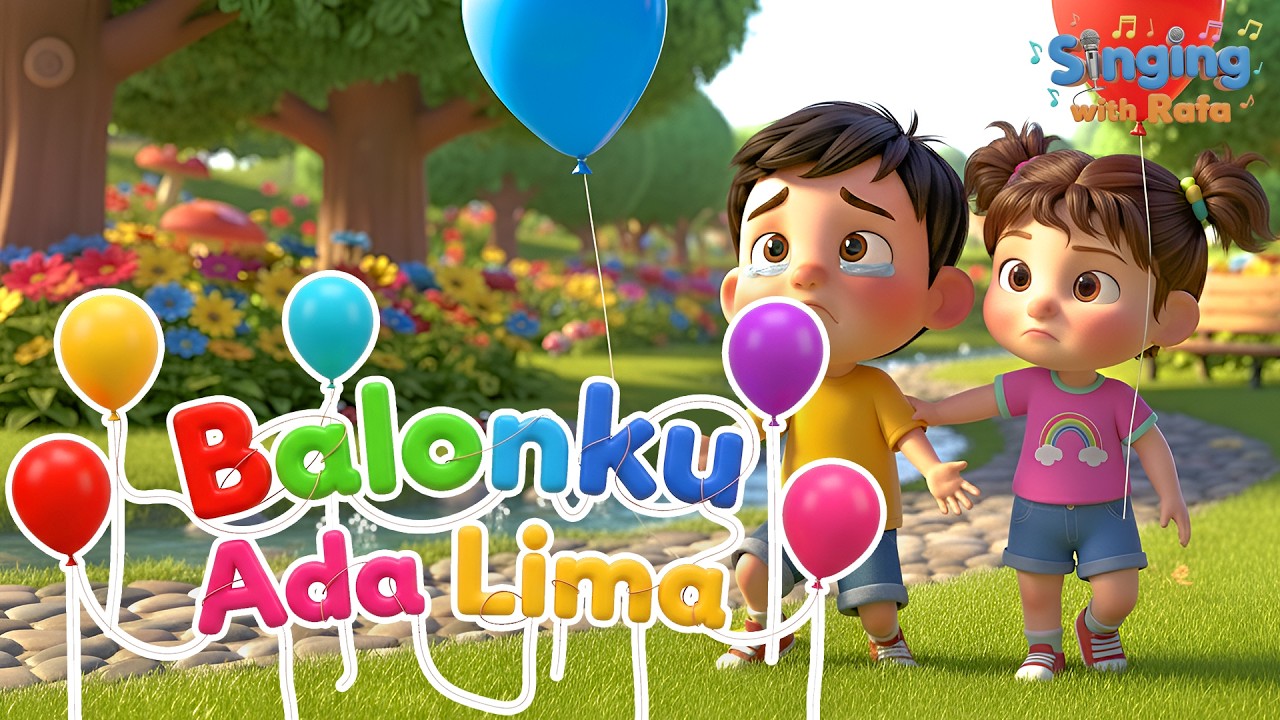 Balonku Ada Lima! Animasi 3D Gemes | Singing With Rafa