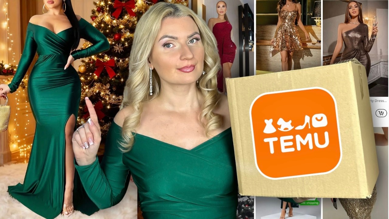 Примерка вечерних платьев TEMU стоимостью до 25 долларов.