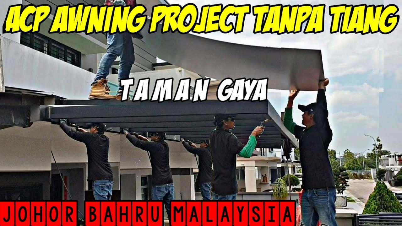 Pemasangan ACP (Alumunium Compisite Panel) Awning tanpa tiang di taman gaya,Johor Bahru malaysia